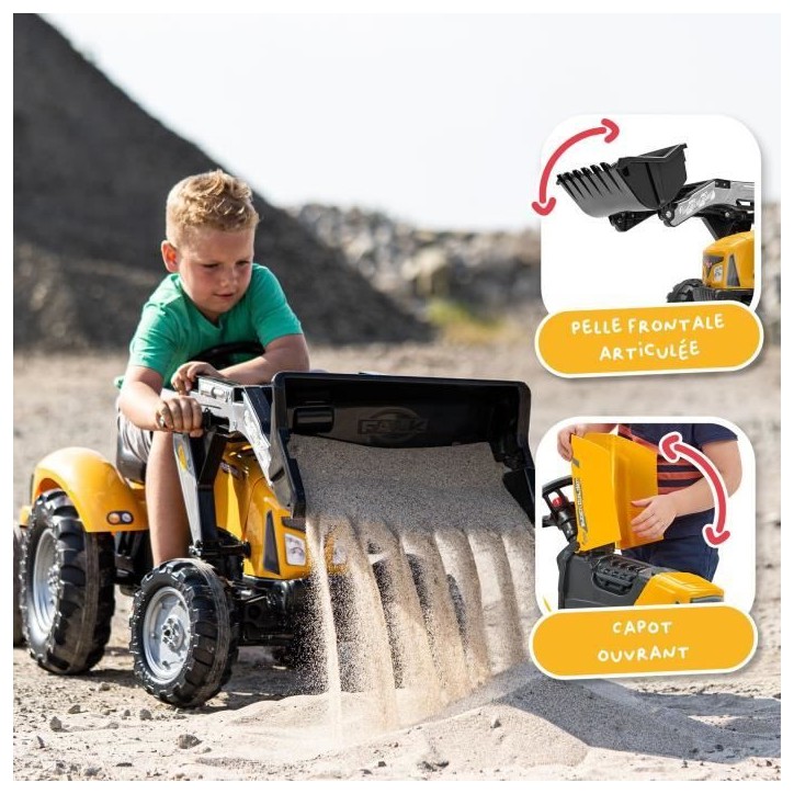 Tractopelle a pédales SuperBuilder - FALK - Capot ouvrant et remorque - Fabriqué en France - 60% de plastique recyclé - Des 3 Tractopelle a pédales SuperBuilder - FALK - Capot ouvrant et remorque - Fabriqué en France - 60% de plastique recyclé - Des 3