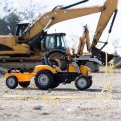 Tractopelle a pédales SuperBuilder - FALK - Capot ouvrant et remorque