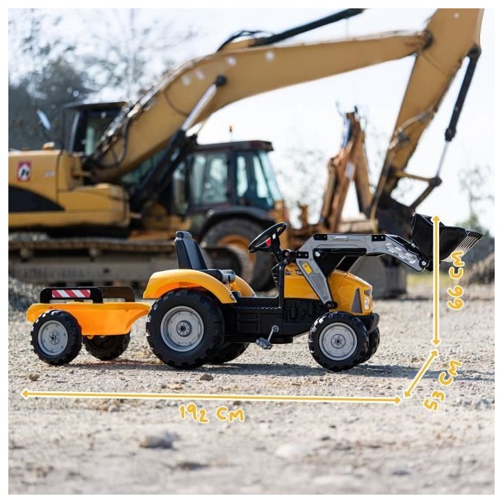Tractopelle a pédales SuperBuilder - FALK - Capot ouvrant et remorque - Fabriqué en France - 60% de plastique recyclé - Des 3 Tractopelle a pédales SuperBuilder - FALK - Capot ouvrant et remorque - Fabriqué en France - 60% de plastique recyclé - Des 3