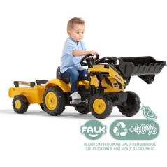 Tractopelle a pédales Komatsu - FALK - Pelle frontale et Remorque - 100% Fabriqué en France - 40% de plastique recyclé - Des