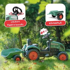 Tracteur a pédales Farm Lander - FALK - Avec remorque - Fabriqué en