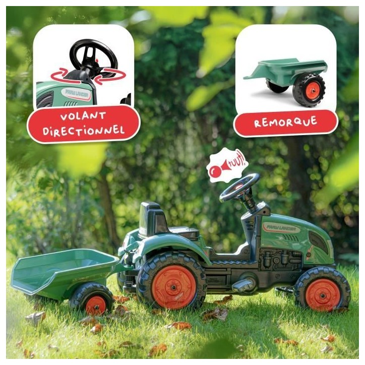 Tracteur a pédales Farm Lander - FALK - Avec remorque - Fabriqué en France - Contient au moins 50% de plastique recyclé - Des Tracteur a pédales Farm Lander - FALK - Avec remorque - Fabriqué en France - Contient au moins 50% de plastique recyclé - Des