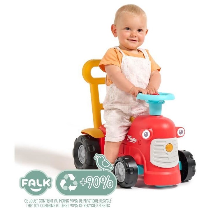 Porteur tracteur Maurice - FALK - Volant directionnel, Assise ouvrante - Fabriqué en France - 90% de plastique recyclé - Des 1 Porteur tracteur Maurice - FALK - Volant directionnel, Assise ouvrante - Fabriqué en France - 90% de plastique recyclé - Des 1