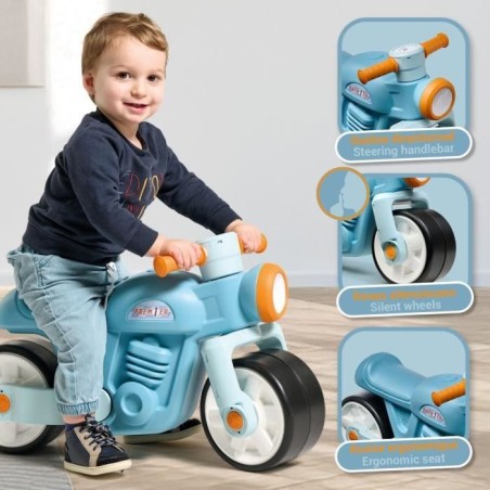 Draisienne Moto Premier - FALK - Avec roues silencieuses - Bleu - 75% Plastique Recyclé - 100% Fabriqué en France - Des 12 mo