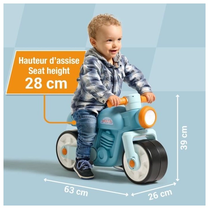 Draisienne Moto Premier - FALK - Avec roues silencieuses - Bleu - 75% Plastique Recyclé - 100% Fabriqué en France - Des 12 mo Draisienne Moto Premier - FALK - Avec roues silencieuses - Bleu - 75% Plastique Recyclé - 100% Fabriqué en France - Des 12 mo