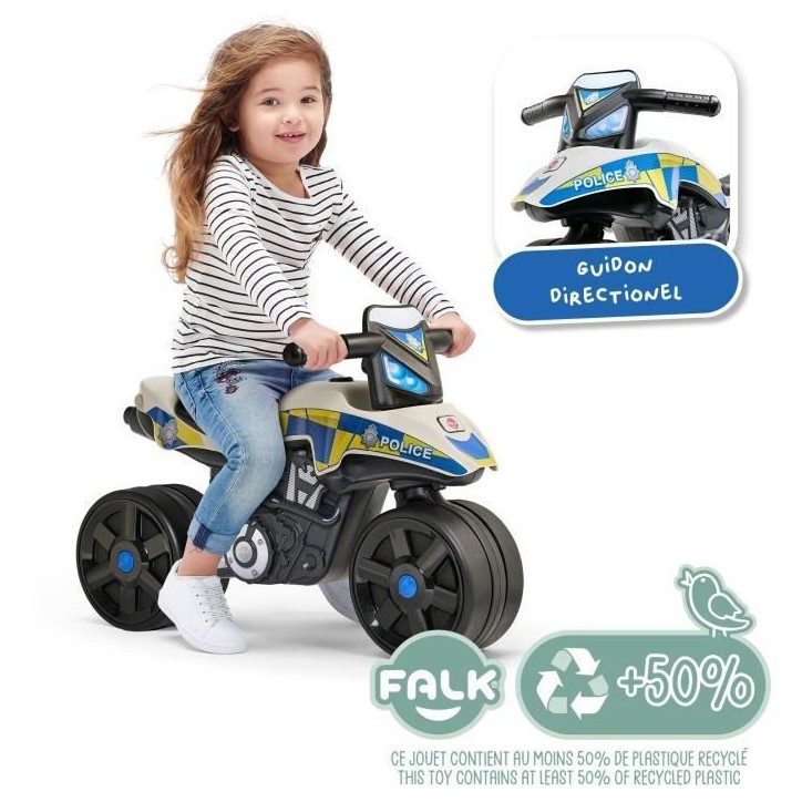Draisienne Moto Police - FALK - Larges roues et Guidon directionnel - Fabriqué en France - 40% de plastique recyclé - Des 2 an Draisienne Moto Police - FALK - Larges roues et Guidon directionnel - Fabriqué en France - 40% de plastique recyclé - Des 2 an