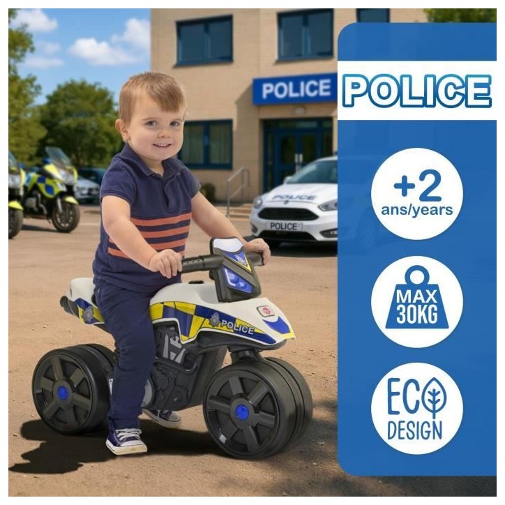 Draisienne Moto Police - FALK - Larges roues et Guidon directionnel - Fabriqué en France - 40% de plastique recyclé - Des 2 an Draisienne Moto Police - FALK - Larges roues et Guidon directionnel - Fabriqué en France - 40% de plastique recyclé - Des 2 an