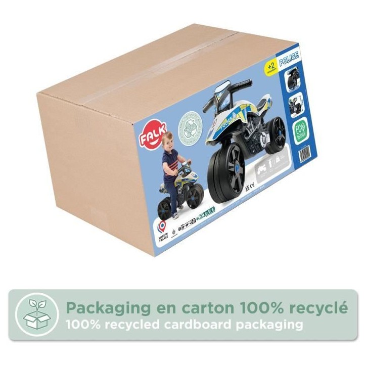 Draisienne Moto Police - FALK - Larges roues et Guidon directionnel - Fabriqué en France - 40% de plastique recyclé - Des 2 an Draisienne Moto Police - FALK - Larges roues et Guidon directionnel - Fabriqué en France - 40% de plastique recyclé - Des 2 an