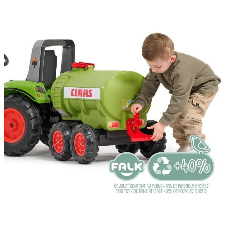 Remorque Citerne Claas - FALK - Capacité 30L - Vert - Adaptable avec les tracteurs FALK 3-7 ans - 100% Fabriqué en France Remorque Citerne Claas - FALK - Capacité 30L - Vert - Adaptable avec les tracteurs FALK 3-7 ans - 100% Fabriqué en France