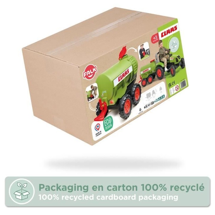 Remorque Citerne Claas - FALK - Capacité 30L - Vert - Adaptable avec les tracteurs FALK 3-7 ans - 100% Fabriqué en France Remorque Citerne Claas - FALK - Capacité 30L - Vert - Adaptable avec les tracteurs FALK 3-7 ans - 100% Fabriqué en France