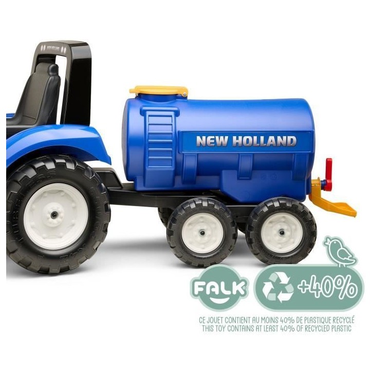 Remorque Citerne New Holland - FALK - Capacité 30L - Bleu- Adaptable avec les tracteurs FALK 3-7 ans - 100% Fabriqué en France Remorque Citerne New Holland - FALK - Capacité 30L - Bleu- Adaptable avec les tracteurs FALK 3-7 ans - 100% Fabriqué en France