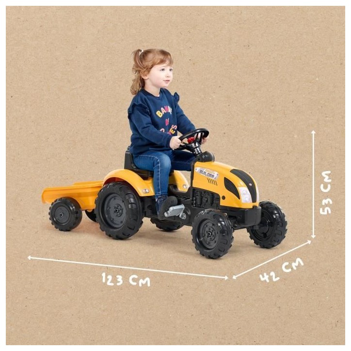 Tracteur a pédales Mighty Builder - FALK - Avec remorque - 100% Fabriqué en France - Au moins 50% de plastique recyclé - Des Tracteur a pédales Mighty Builder - FALK - Avec remorque - 100% Fabriqué en France - Au moins 50% de plastique recyclé - Des