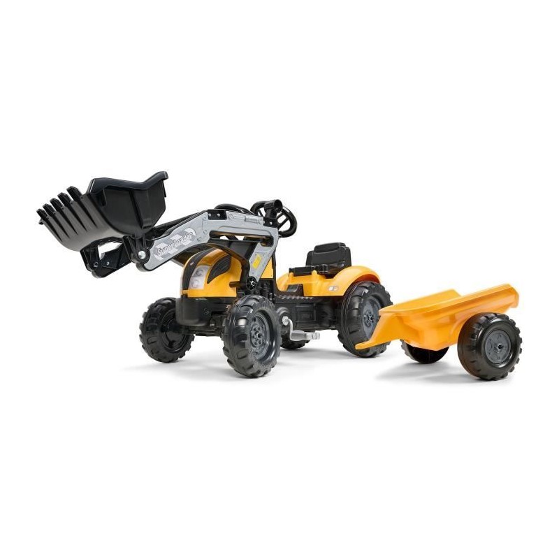 Tracteur a pédales Mighty Builder - FALK - Avec remorque - Jaune - 10