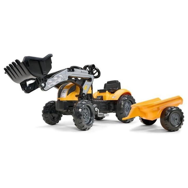 Tracteur a pédales Mighty Builder - FALK - Avec remorque - Jaune - 100% Fabriqué en France - 50% de plastique recyclé - Des 2 Tracteur a pédales Mighty Builder - FALK - Avec remorque - Jaune - 100% Fabriqué en France - 50% de plastique recyclé - Des 2