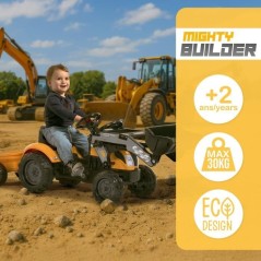 Tracteur a pédales Mighty Builder - FALK - Avec remorque - Jaune - 10