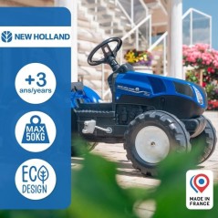 Tracteur a pédales New Holland - FALK - Volant directionnel et Remorq