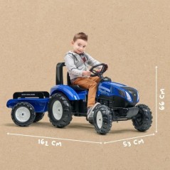 Tracteur a pédales New Holland - FALK - Volant directionnel et Remorq