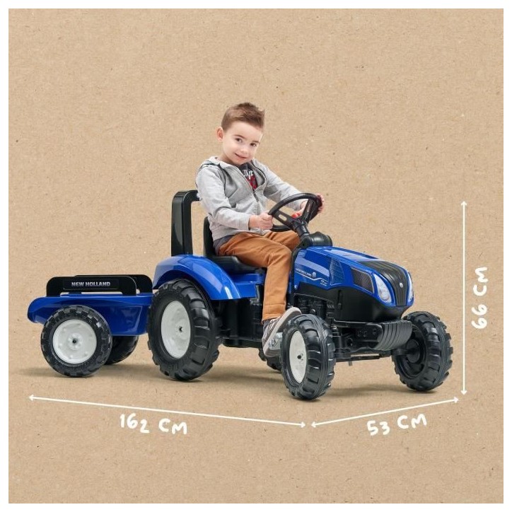 Tracteur a pédales New Holland - FALK - Volant directionnel et Remorque - Fabriqué en France - 60% de plastique recyclé - Des Tracteur a pédales New Holland - FALK - Volant directionnel et Remorque - Fabriqué en France - 60% de plastique recyclé - Des