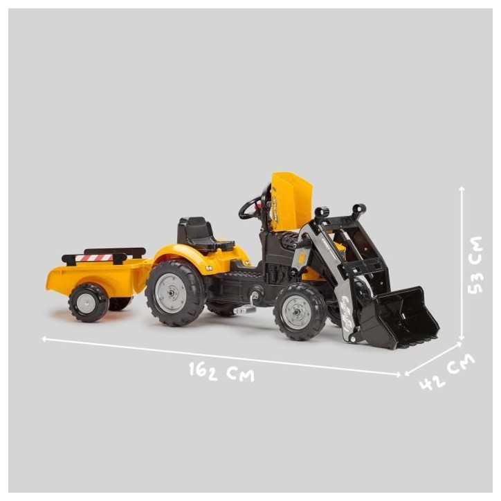Tractopelle a pédales SuperBuilder - FALK - Volant directionnel, Remorque - Fabriqué en France, 40% de plastique recyclé - De Tractopelle a pédales SuperBuilder - FALK - Volant directionnel, Remorque - Fabriqué en France, 40% de plastique recyclé - De