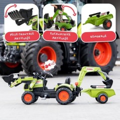 Tractopelle Claas - FALK - Volant directionnel, Excavatrice et Remorqu