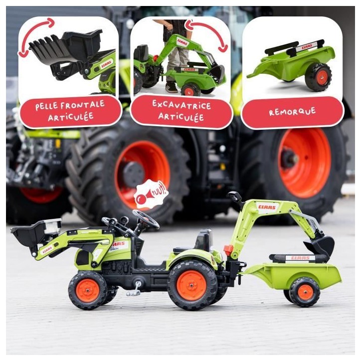 Tractopelle Claas - FALK - Volant directionnel, Excavatrice et Remorque - Fabriqué en France - 60% de plastique recyclé - Des Tractopelle Claas - FALK - Volant directionnel, Excavatrice et Remorque - Fabriqué en France - 60% de plastique recyclé - Des