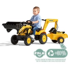 Tractopelle a pédales Komatsu - FALK - Pelle frontale & Excavatrice - 100% Fabriqué en France - 30% de plastique recyclé - De