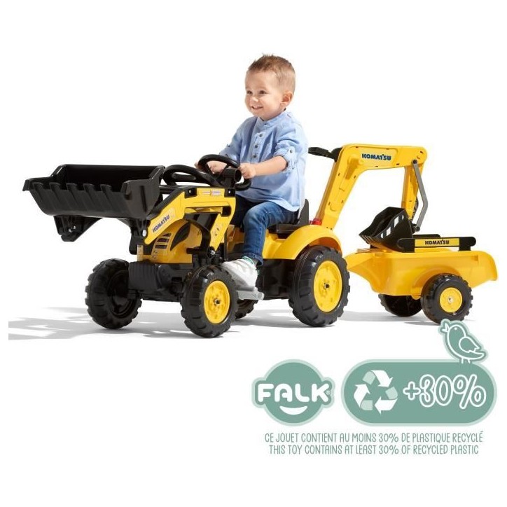 Tractopelle a pédales Komatsu - FALK - Pelle frontale & Excavatrice - 100% Fabriqué en France - 30% de plastique recyclé - De Tractopelle a pédales Komatsu - FALK - Pelle frontale & Excavatrice - 100% Fabriqué en France - 30% de plastique recyclé - De