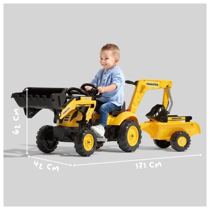 Tractopelle a pédales Komatsu - FALK - Pelle frontale & Excavatrice - 100% Fabriqué en France - 30% de plastique recyclé - De Tractopelle a pédales Komatsu - FALK - Pelle frontale & Excavatrice - 100% Fabriqué en France - 30% de plastique recyclé - De