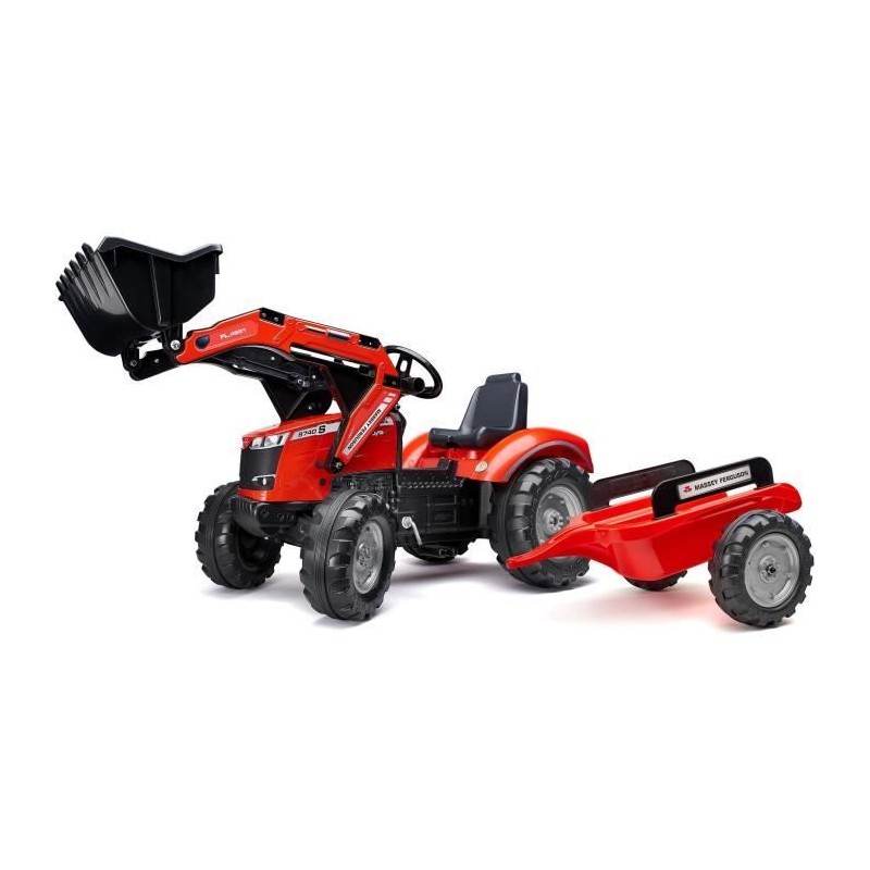 Tractopelle a pédales Massey Ferguson - FALK -Pelle frontale et Remor