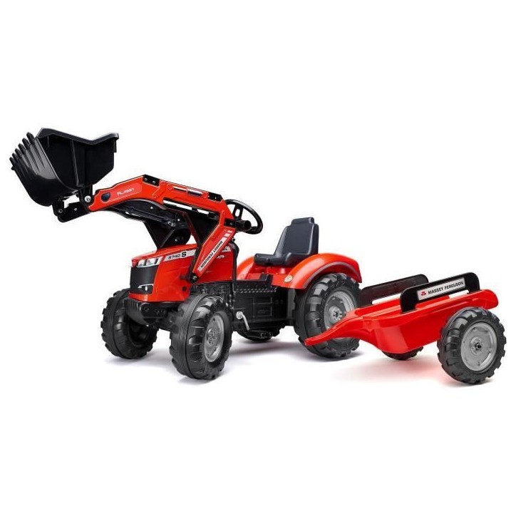 Tractopelle a pédales Massey Ferguson - FALK -Pelle frontale et Remorque - Fabriqué en France - 50% de plastique recyclé - De Tractopelle a pédales Massey Ferguson - FALK -Pelle frontale et Remorque - Fabriqué en France - 50% de plastique recyclé - De
