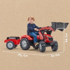 Tractopelle a pédales Massey Ferguson - FALK -Pelle frontale et Remor