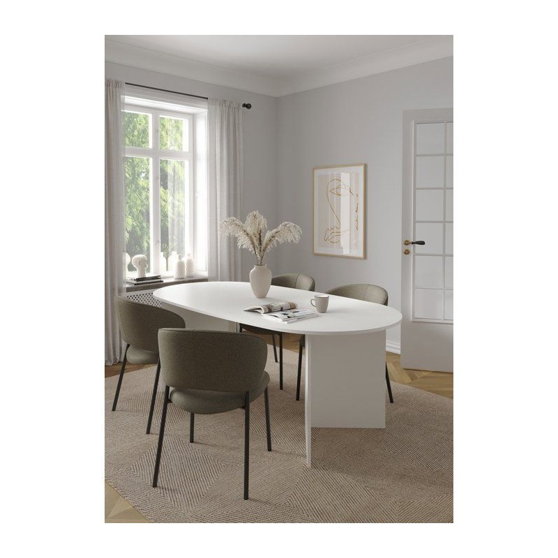 Table a Manger FAMILY - Blanc Mat - Ovale - 6 places - 200 x 100 x 76