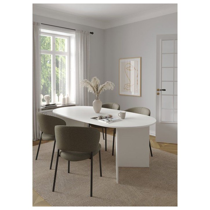 Table a Manger FAMILY - Blanc Mat - Ovale - 6 places - 200 x 100 x 76 cm