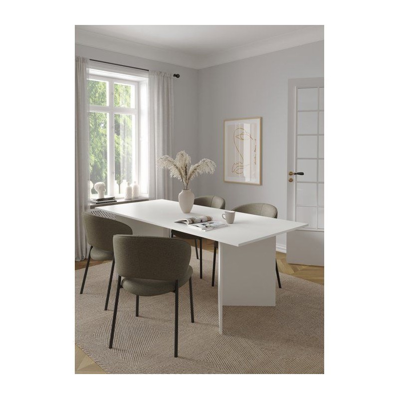Table a Manger FAMILY - Blanc Mat - Rectangulaire - 6 personnes - 200