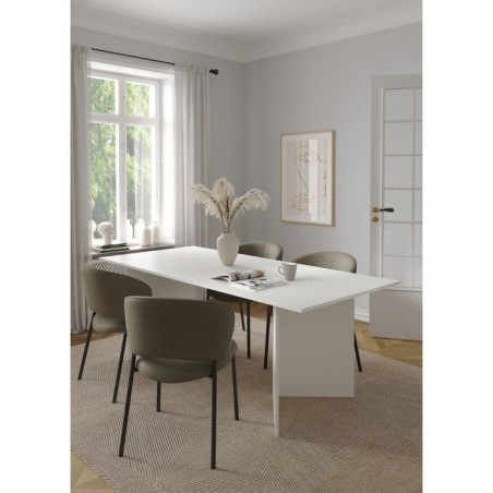Table a Manger FAMILY - Blanc Mat - Rectangulaire - 6 personnes - 200