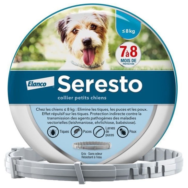 SERESTO Chien Collier Anti-Puces et Anti-Tiques -8kg 1 unité