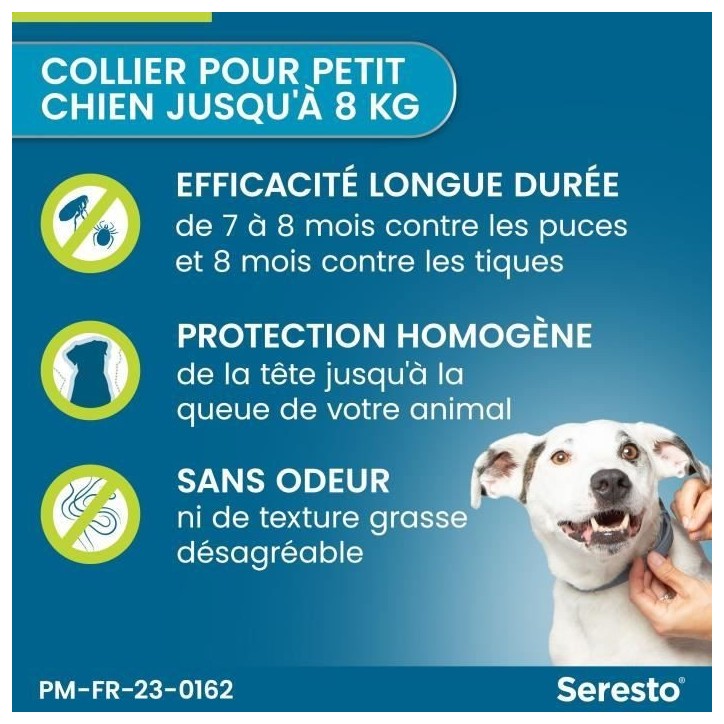SERESTO Chien Collier Anti-Puces et Anti-Tiques -8kg 1 unité