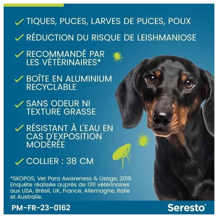 SERESTO Chien Collier Anti-Puces et Anti-Tiques -8kg 1 unité