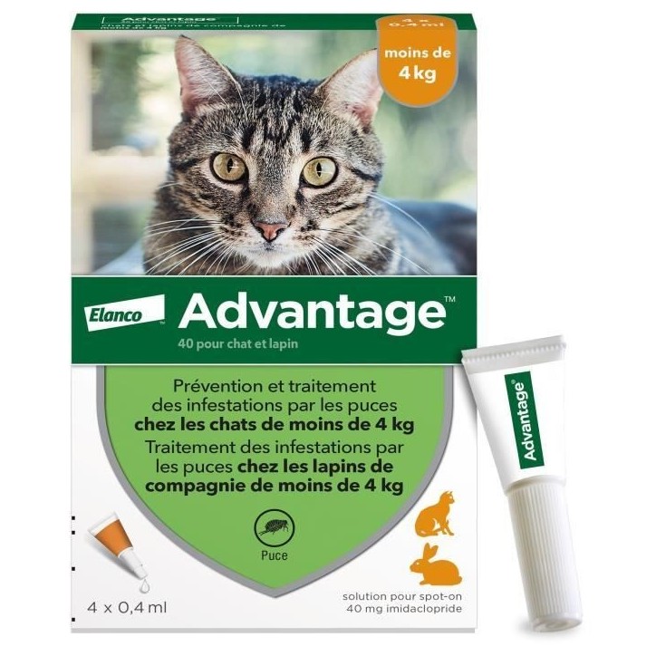 ADVANTAGE Solution Antipuce Chat Lapin 1 a 4kg 4 pipettes ADVANTAGE Solution Antipuce Chat Lapin 1 a 4kg 4 pipettes