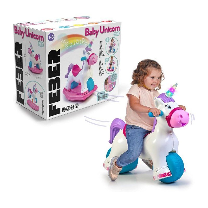 Trotteur 2-en-1 Licorne - FEBER - Baby Unicorn - Avec sons et lumieres