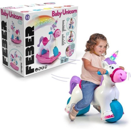 Trotteur 2-en-1 Licorne - FEBER - Baby Unicorn - Avec sons et lumieres