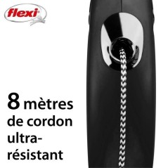 Laisse New Classic M Cord 8 m black Flexi CL20C8-251-S-20