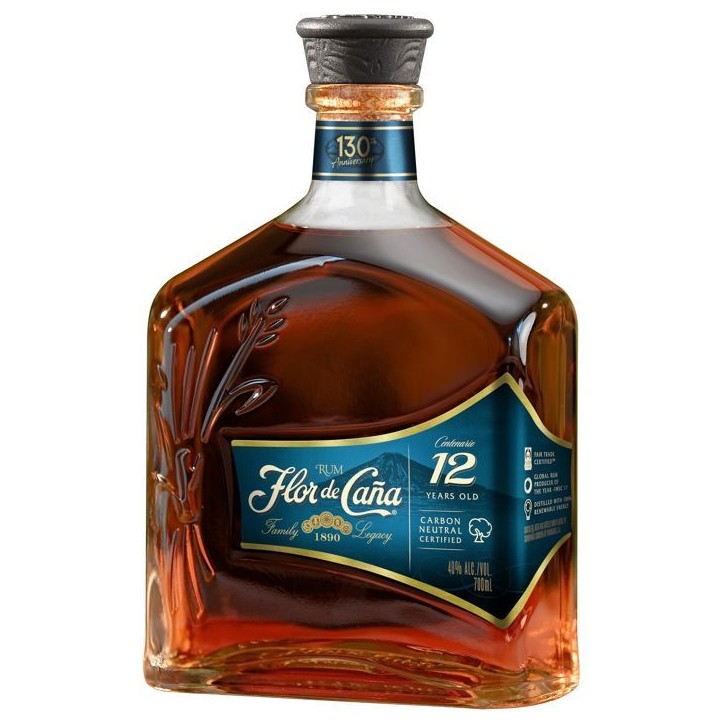 Flor de Caña - 12 ans - Coffret Rhum 40,0% Vol. 70cl + 1 verre