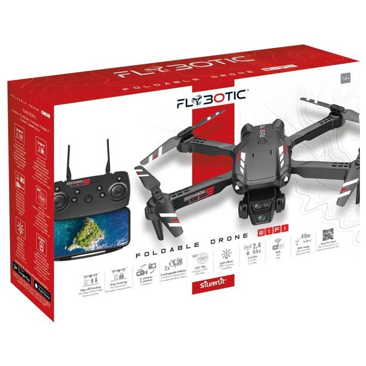 Drone pliable - FLYBOTIC - Wifi - Avec caméra - Vol stationnaire - 2 batteries incluses - Des 14 ans Drone pliable - FLYBOTIC - Wifi - Avec caméra - Vol stationnaire - 2 batteries incluses - Des 14 ans