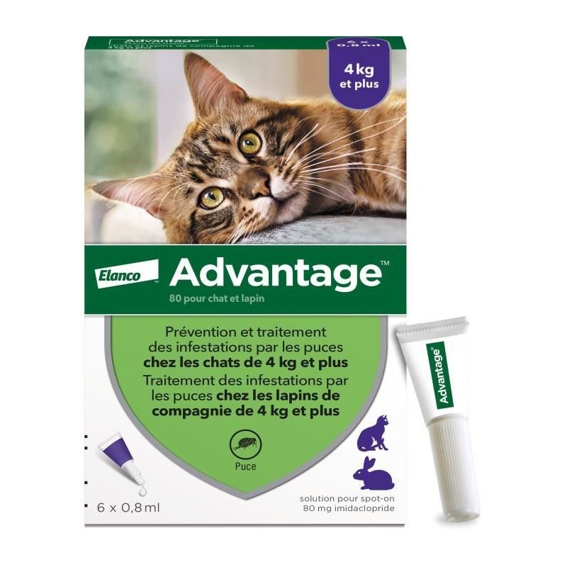 ADVANTAGE Solution Antipuce Chat Lapin +4kg 6 pipettes ADVANTAGE Solution Antipuce Chat Lapin +4kg 6 pipettes