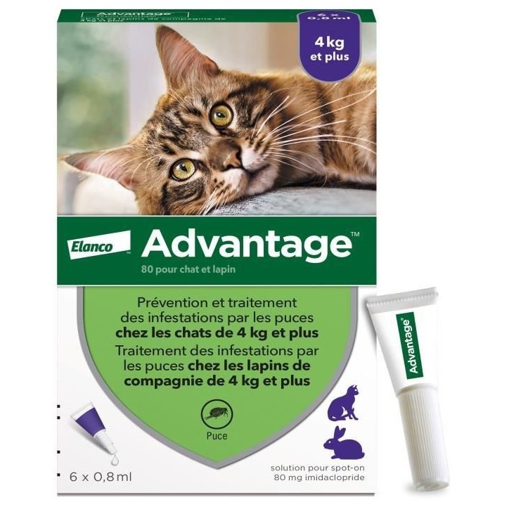 ADVANTAGE Solution Antipuce Chat Lapin +4kg 6 pipettes ADVANTAGE Solution Antipuce Chat Lapin +4kg 6 pipettes