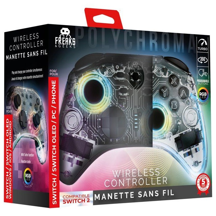 Manette Switch 1&2 - PC Polychroma Sans fil Transparente LED Manette Switch 1&2 - PC Polychroma Sans fil Transparente LED