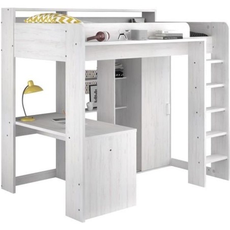 Lit combiné mezzanine enfant PARISOT Lena - Pin Petterson - Sommier i