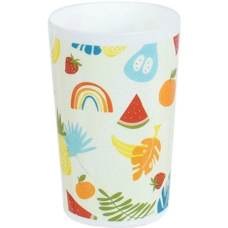 Lot vaisselle - FUN HOUSE - LES AMIS FRUITS - Verre, Assiette creuse Ø16 cm, Assiette plate Ø22 cm, Couverts, Peluche 27 cm