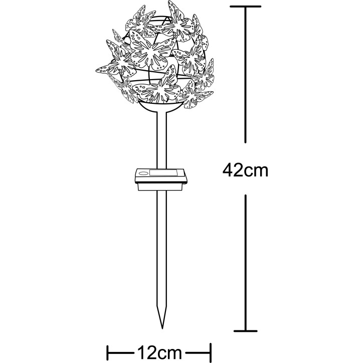 Décoration lumineuse solaire Nuée de Papillons - GALIX - G2623 - Métal - Hauteur 42 cm - 24 Micro LED - Blanc chaud - 3 Lumen Décoration lumineuse solaire Nuée de Papillons - GALIX - G2623 - Métal - Hauteur 42 cm - 24 Micro LED - Blanc chaud - 3 Lumen